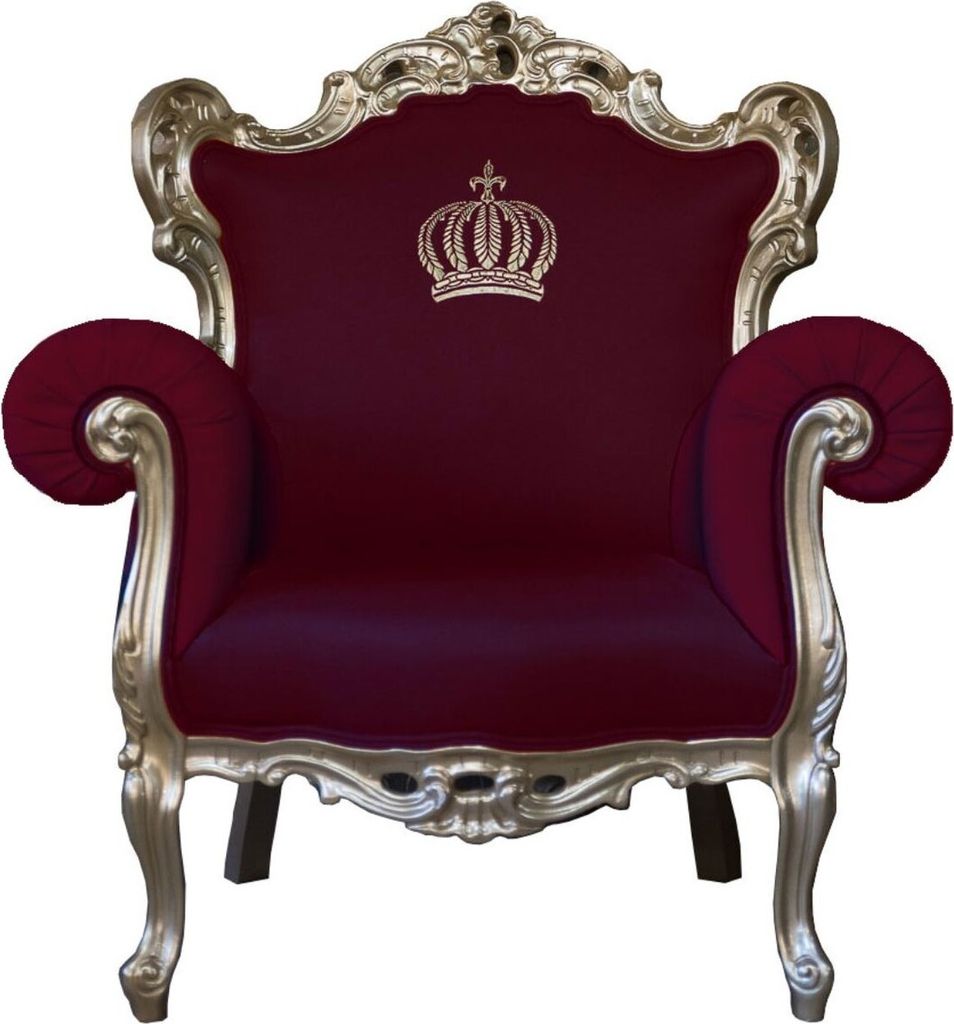 Pompöös by Casa Padrino Luxus Barock Sessel Weinrot / Gold - Pompööser Barock Sessel designed by Harald Glööckler