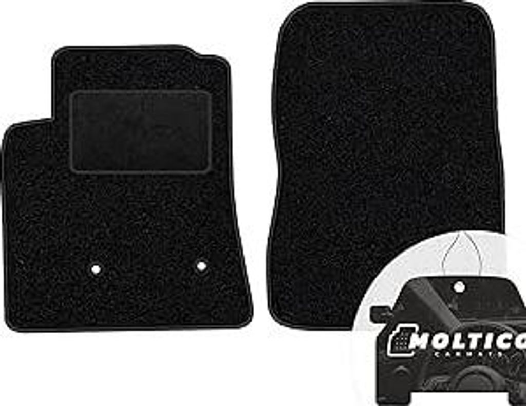 moto-MOLTICO Vorne Fußmatten Auto Velours Autoteppiche Schwarz Automatten Set 2-teilig passend für Mitsubishi L200 I 2001-2005
