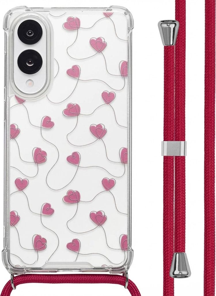 imoshion Design Hülle mit Band Samsung Galaxy S25 Edge - Dusty Rose Connected Hearts