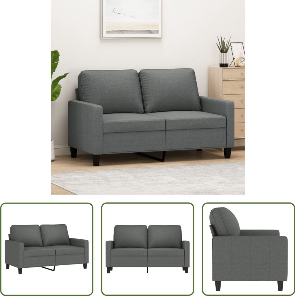 The Living Store 2-Sitzer-Sofa Dunkelgrau 120 cm Stoff