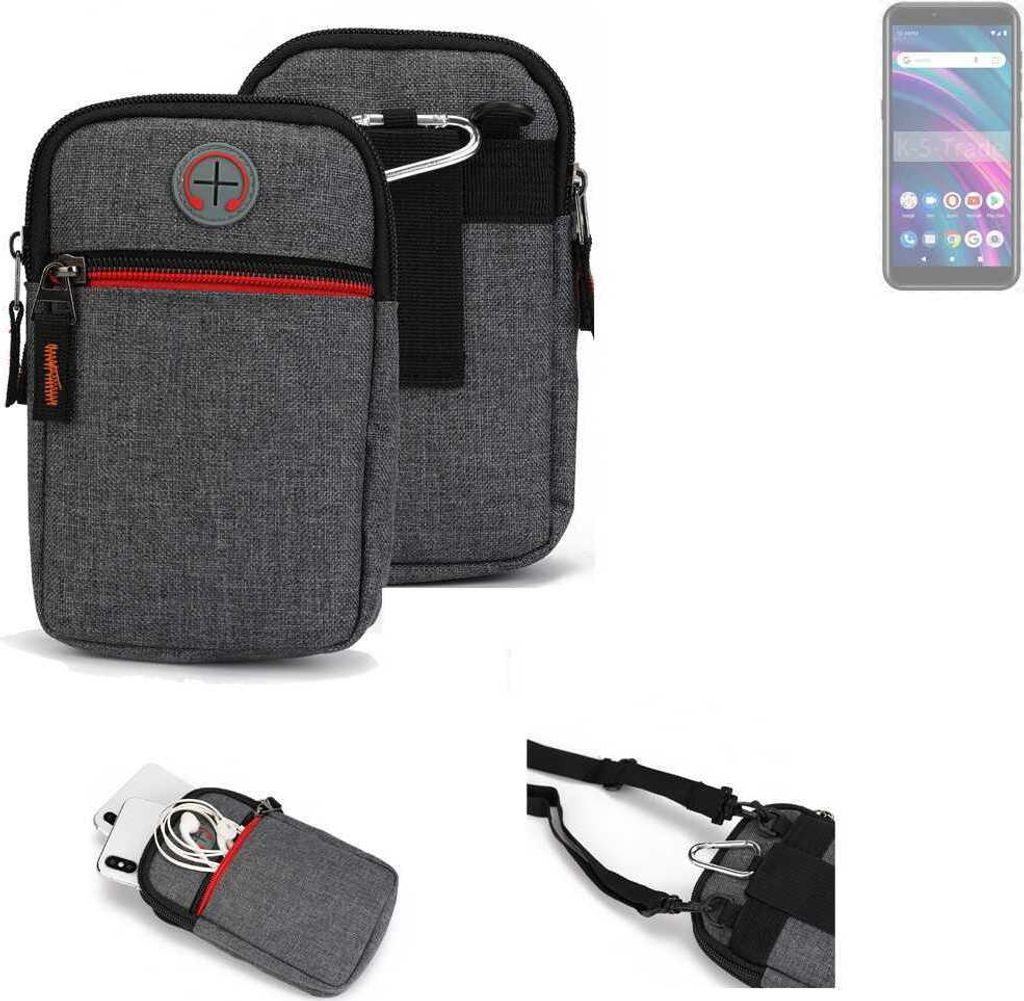 K-S-Trade Holster Gürteltasche kompatibel mit BLU C5 Max Handy Tasche Schutz Hülle grau Zusatzfächer 1x