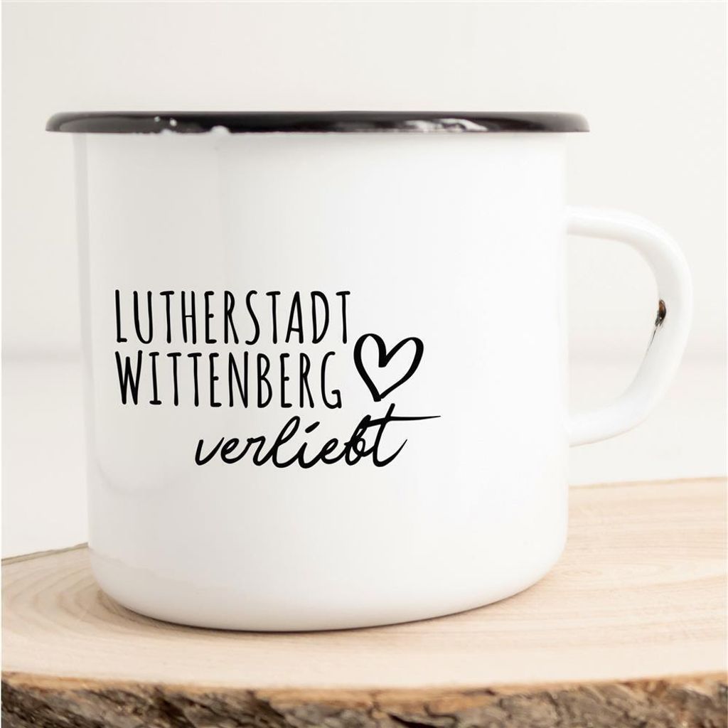 Huuraa Emaille Tasse Lutherstadt Wittenberg Geschenk Kaffeebecher Vintage 300ml Lutherstadt Wittenberg Präsent