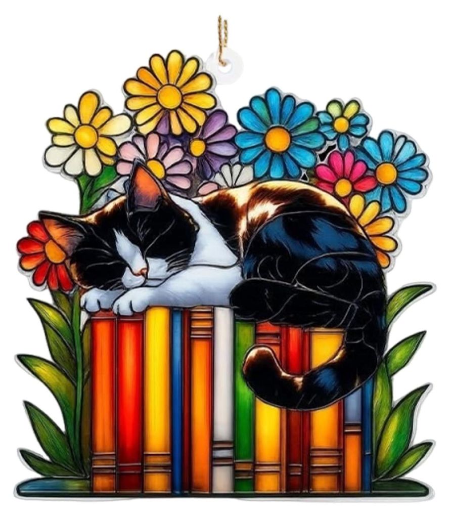 2D Acryl-Tier-Sonnenfänger-Dekoration für drinnen und draußen, Garten, Terrasse, Fenster, Wandbehang, Buntglas-Hängeornament