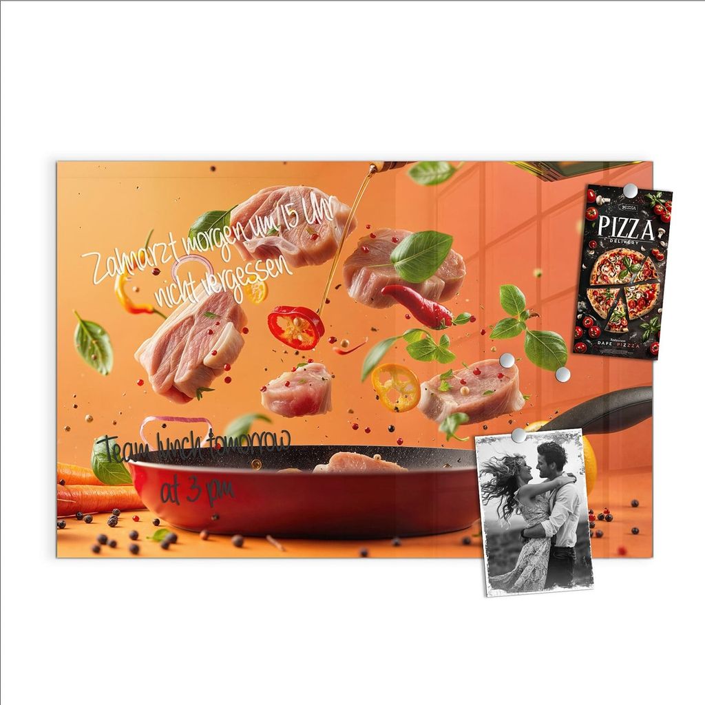 Magnettafel 60x40cm Pinnwand Whiteboard beschreibbar - Frische Kochzutaten