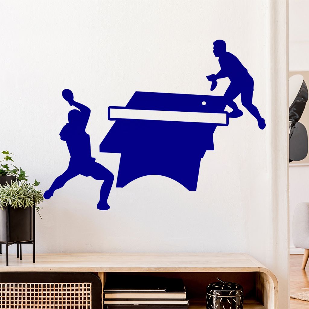 Tischtennis Spieler Figur Wandtattoo Wandaufkleber Wall Sticker - Dekoration, Küche, Wohnzimmer, Schlafzimmer, Badezimmer