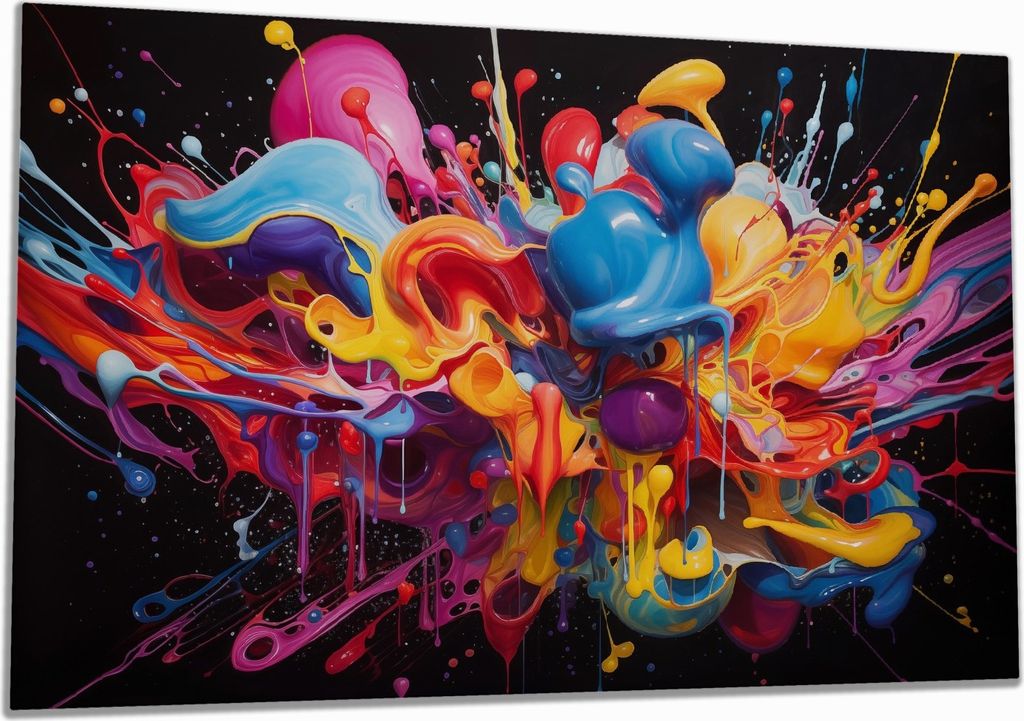Wallario Herdabdeckplatte aus Glas, Größe 80 x 52 cm 1-teilig, Motiv Farbexplosion