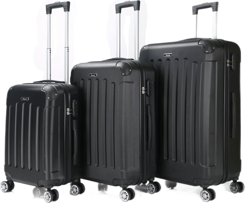 Reisekoffer Koffer 3 tlg Hartschale Trolley Set Kofferset Handgepäck Gepäck Reisetasche Schwarz