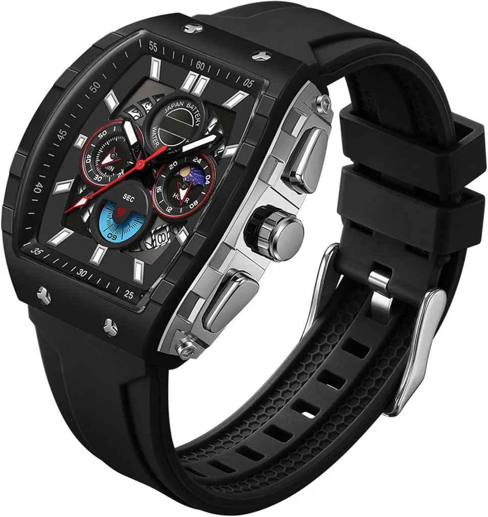 Orologio Uomo Cronografo Militare Quadrato - Sportivo Analogico Quarzo