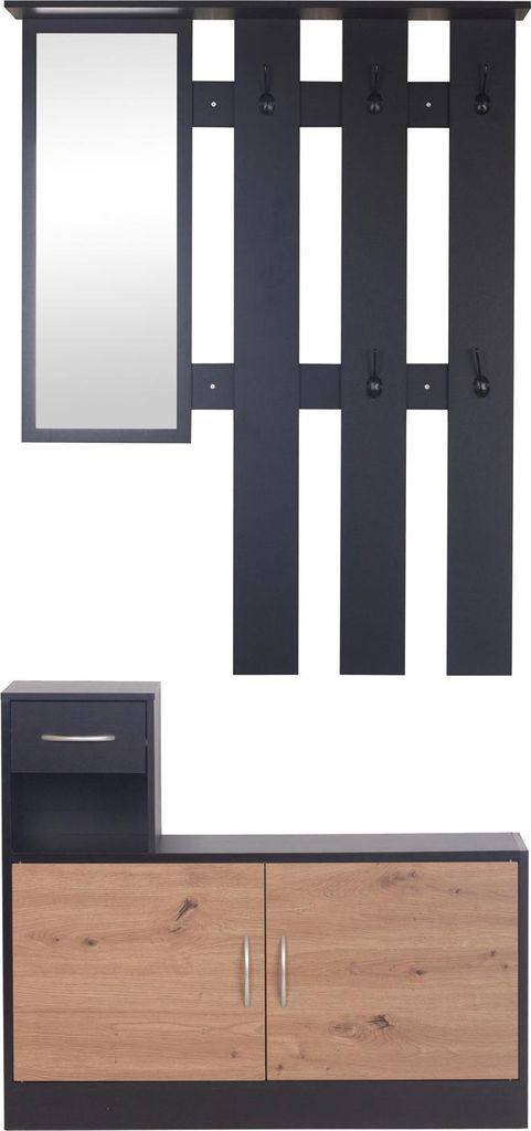 Garderoben-Set Dana mit Schuhschrank Schwarz
