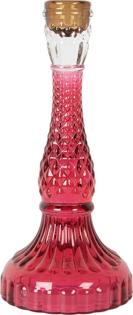 Clayre & Eef Kerzenständer Ø 10x22 cm Rosa Glas