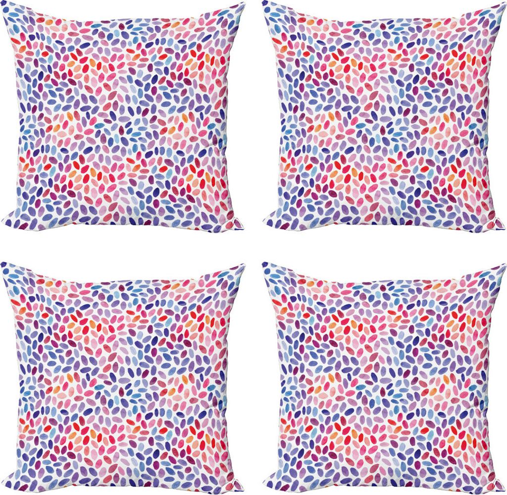 ABAKUHAUS Geometrisch Kissenbezug Set (4 Stück), Trippy Funky Sketchy, Moderner Doppelseitiger Digitaldruck, 60 cm x 60 cm, Mehrfarbig