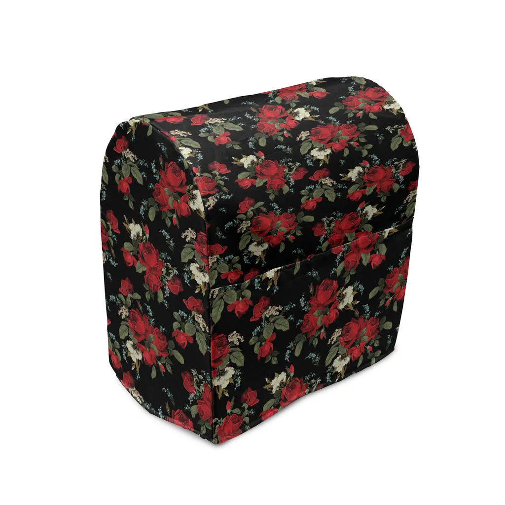 Housse Mixeur ABAKUHAUS Shabby Garden avec Poches - Rouge et Noir