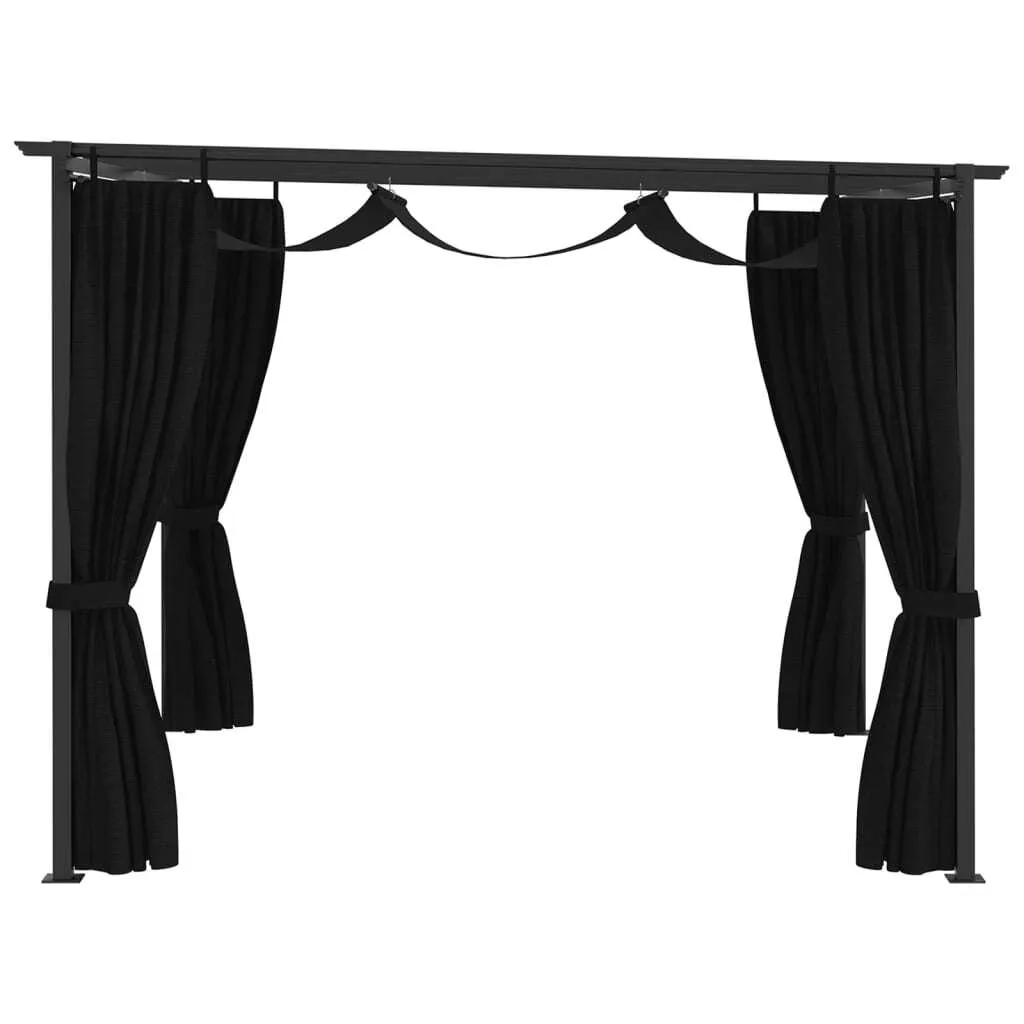 Tonnelle de Jardin Pavillon 4x3m Anthracite avec Toit de Protection - 4