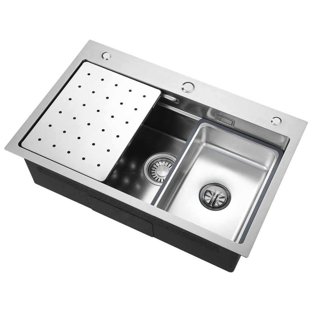 Cecipa Edelstahlspüle 70x45 cm Küchenspüle mit Stufe & Produktbild 