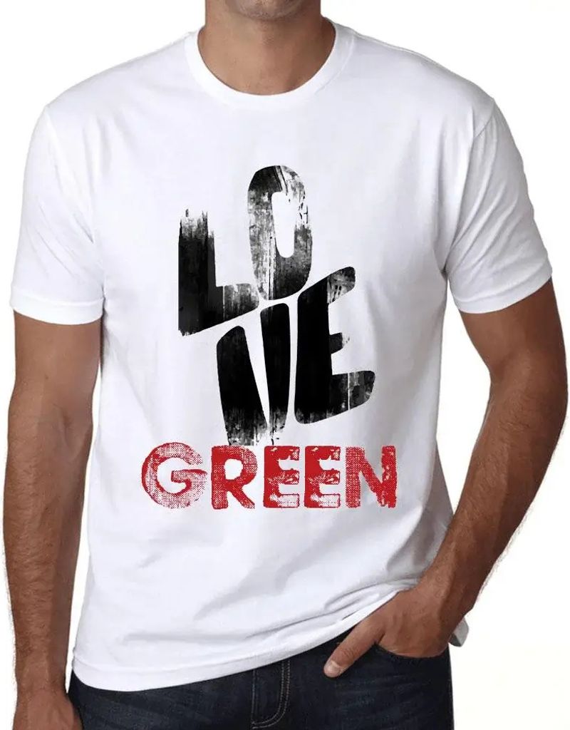Herren Grafik T-Shirt Liebe grün – Love Green – Öko-Verantwortlich Vintage Jahrgang Kurzarm Lustige Druck Geburtstag Geschenk Mann
