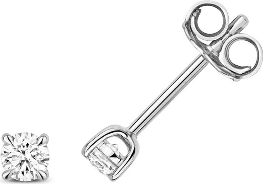 Funkelndes Feuer 18 Karat (750) Weißgold Damen - Diamant Paar Ohrstecker Brillant-Schliff 0.25 Karat H - SI2; TRS3465818KW