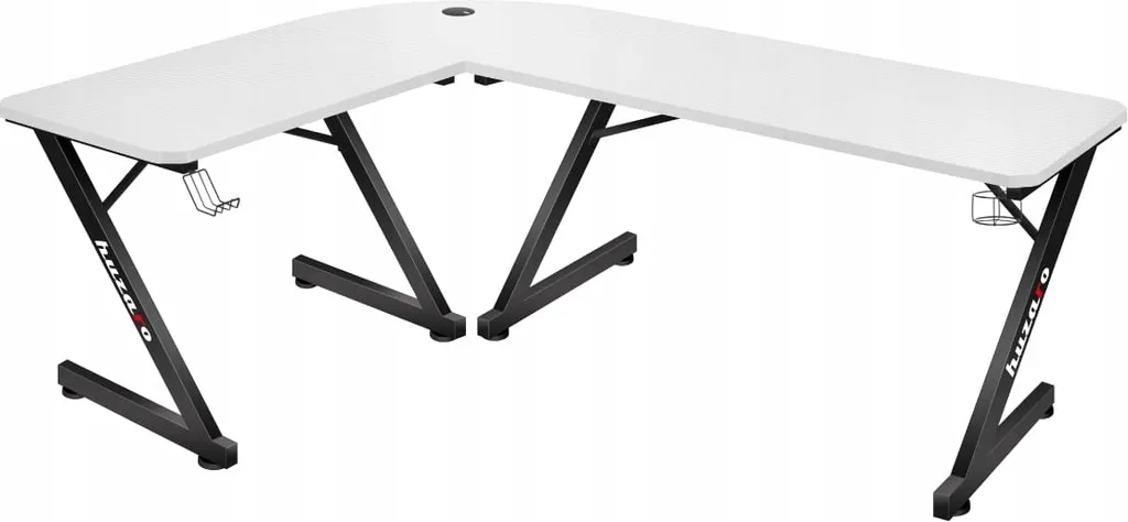 Bureau Gaming Huzaro Hero 7.0 White pour Setup Streamer Angle L