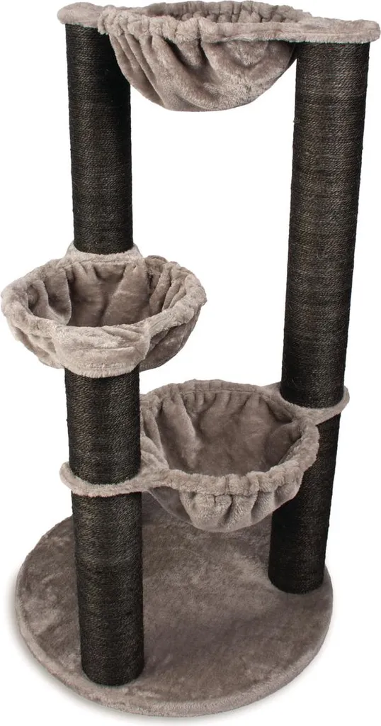 Petit arbre à chat noir avec griffoir en sisal et plateforme de repos