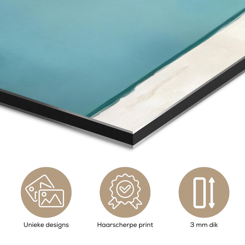 MuchoWow Wanddekoration Metall Metallbild Wandkunst 80x40 cm Sonnenschirm - Gelb - Strand - Meer MuchoWow Aluminium Gemälde - Wanddekoration - Alu...
