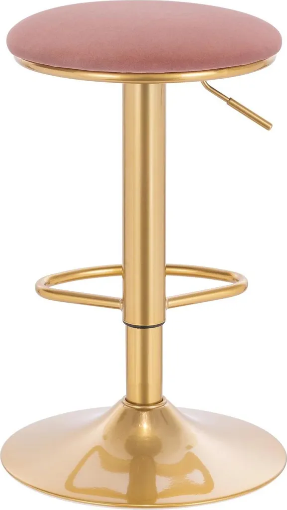 Tabouret de bar confortable velours rose lot de 2 réglable et stable
