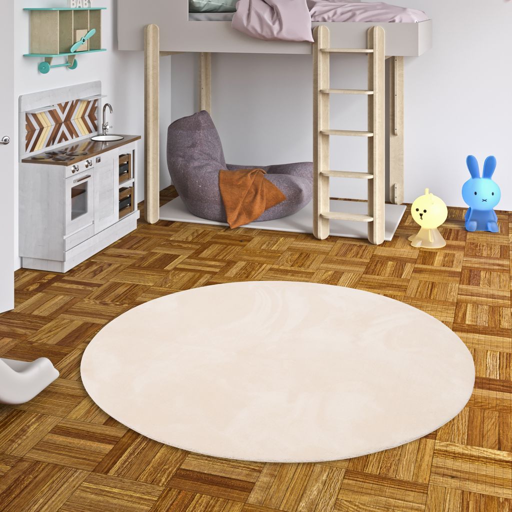 Kinder und Jugend Super Soft Fellteppich Pearl Kids Creme Rund, Größe:200 cm Rund