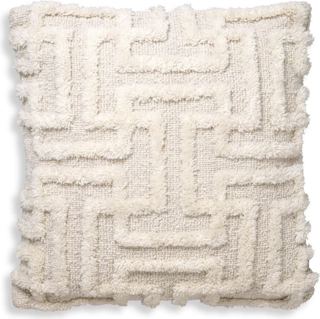Casa Padrino Luxus Kissen Elfenbein 60 x 60 cm - Handgewebtes Deko Woll Kissen - Quadratisches Zierkissen - Wohnzimmer Dekoration - Luxus Deko Acce...