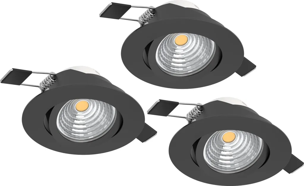 Spot LED encastré SALICETO 3X6W noir 2700K dimmable aluminium Ø8,8cm