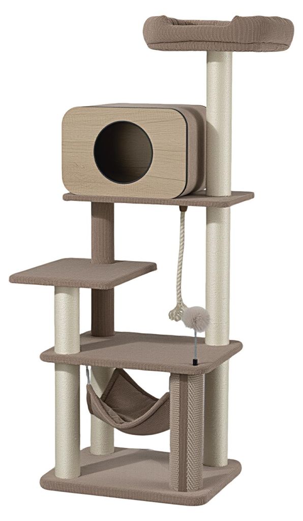 Lesný dub Fudajo, mačací strom s rozmermi 152 cm, béžovej Obrázok produktu 