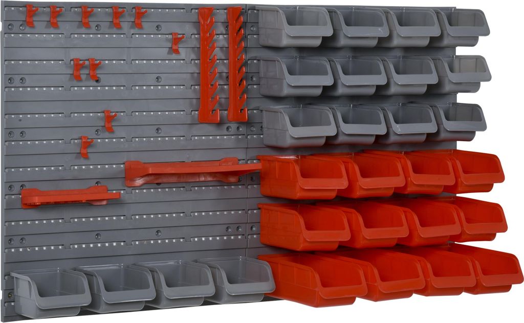 Werkzeugwand 44-teilig mit Stapelbehältern 54 x 22 x 95 cm Kunststoff Rot