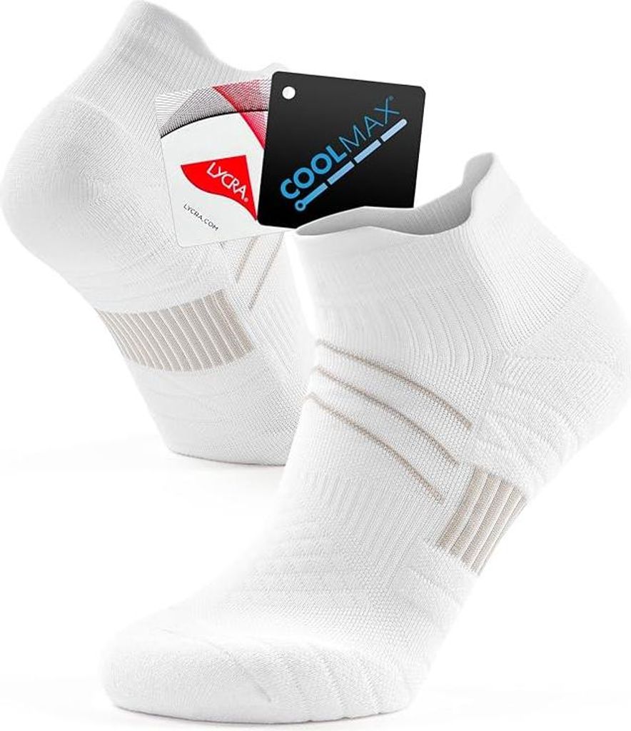 Sportsocken Kurz Laufsocken Atmungsaktiv Baumwolle Dämpfung Weiß 43-46 3er