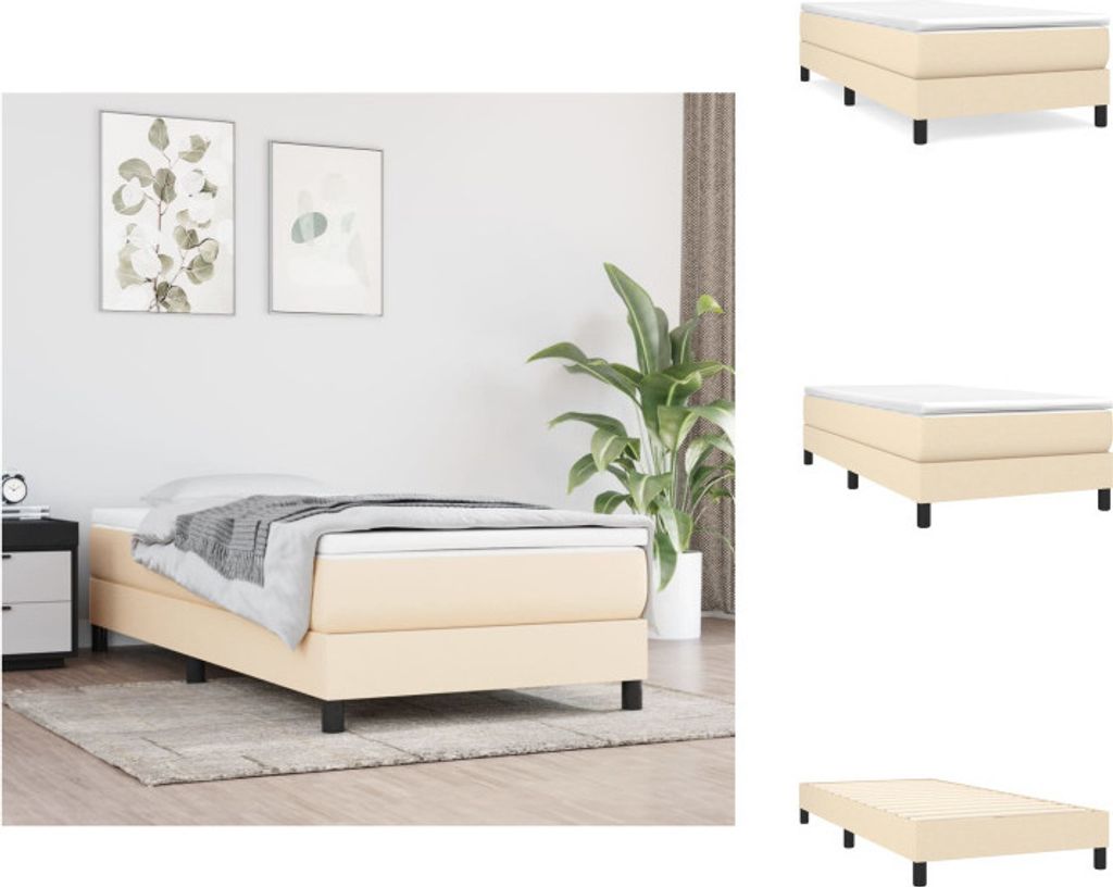 vidaXL Boxspringbett mit Matratze Creme 90x200 cm Stoff - Betten & Bettgestelle