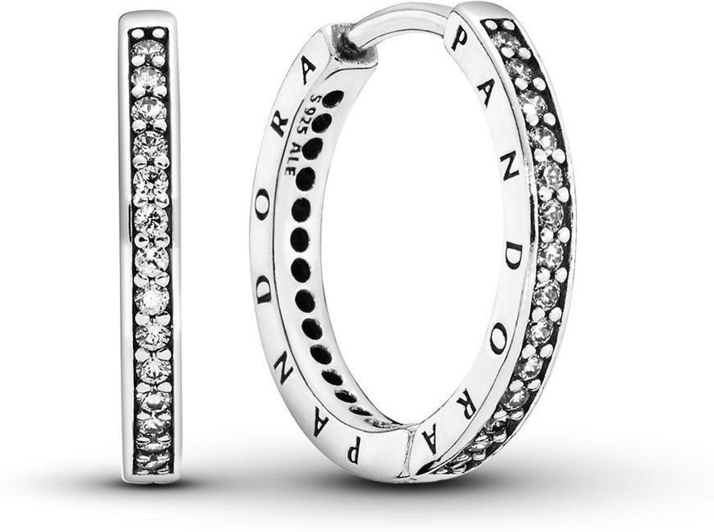 Pandora Funkeln und Pandora Logo Creolen 290558CZ Ohrringe Produktbild 