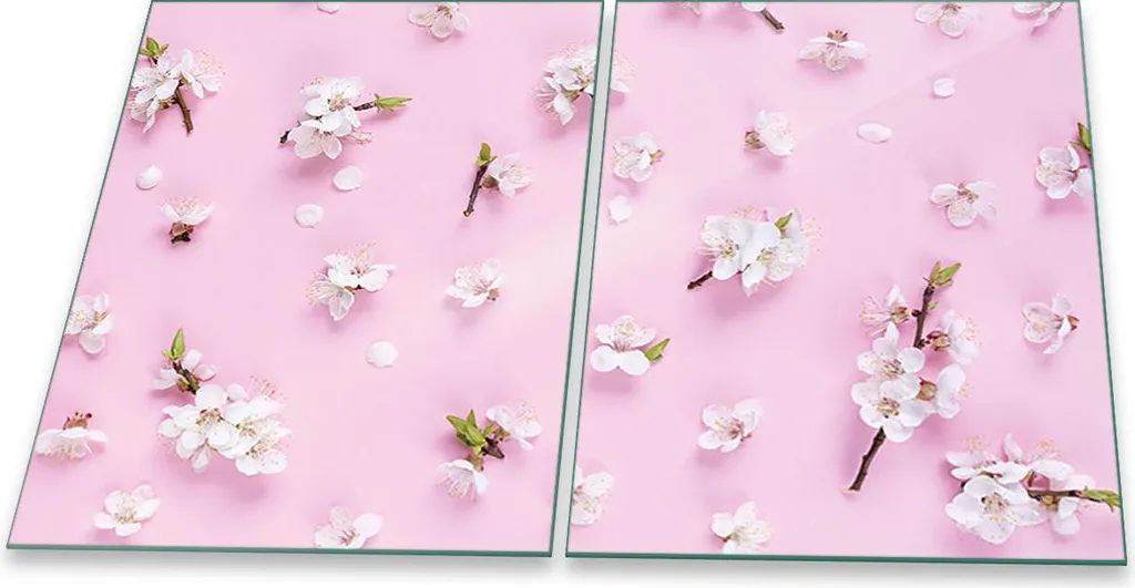 Proteggi Fornelli Vetro 2 Pezzi 40x52 Fiori Rosa - Spazio Extra