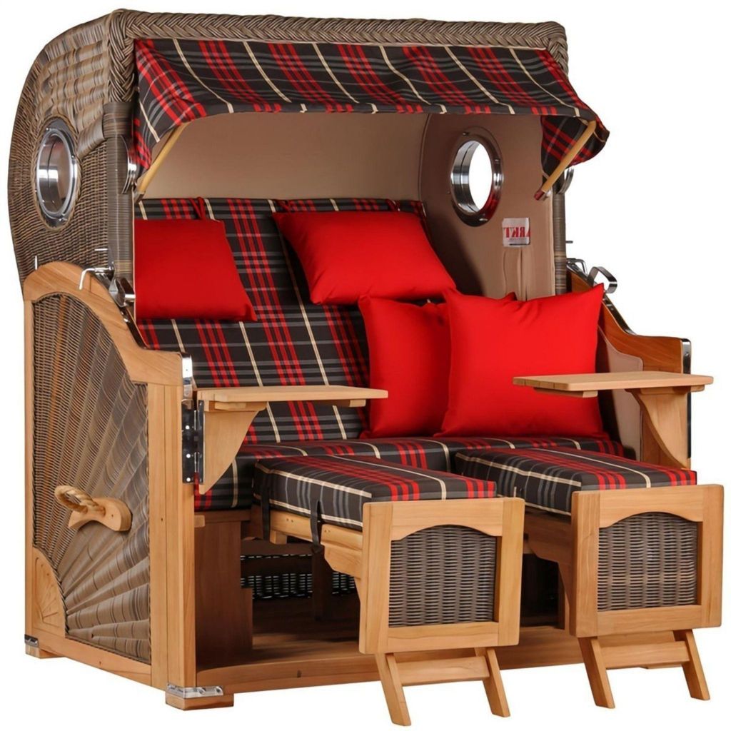 Strandkorb Düne Grande Bullauge Teak PE Grey Dessin 529