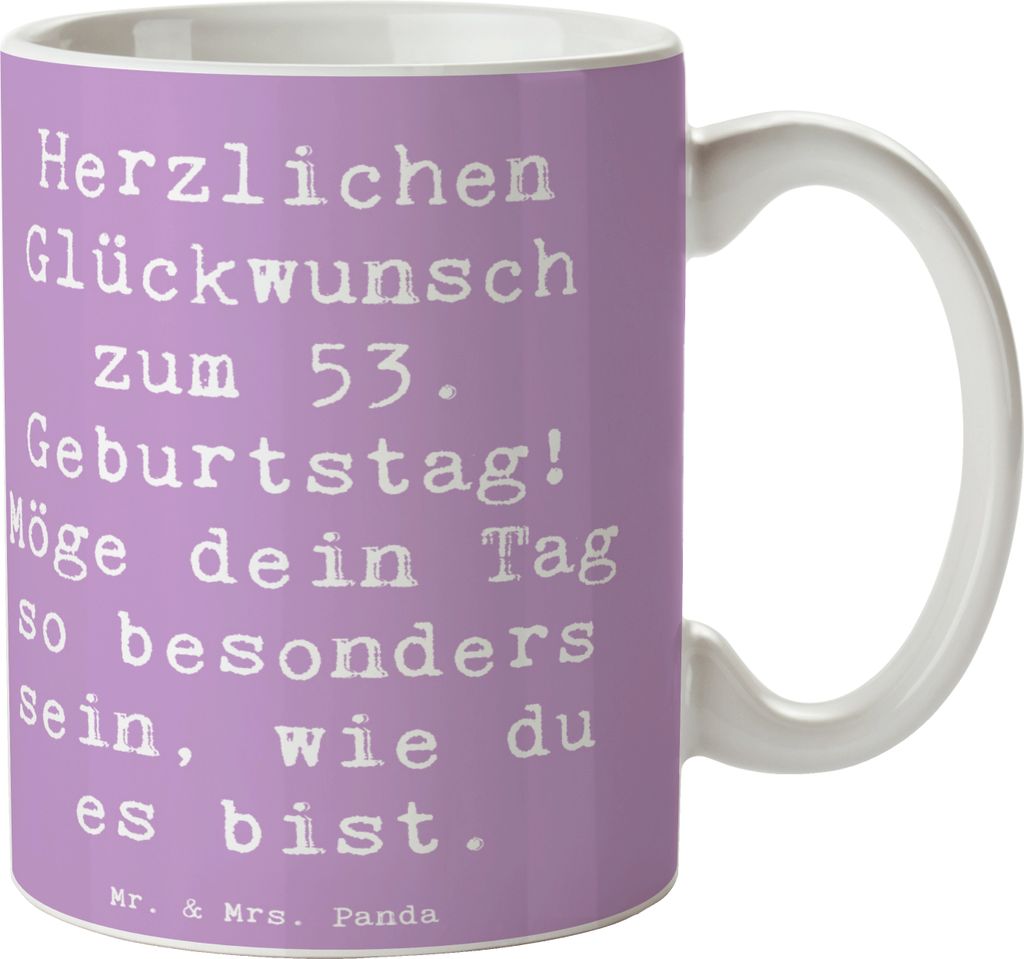 Mr. & Mrs. Panda Kaffeebecher Spruch 53. Geburtstag - Lavendeltraum - Geschenk, Freude machen, kakaobecher, Tasse, Geburtstagsgeschenk, Henkeltasse...