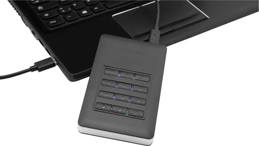 Hard Disk Verbatim 1TB Secure 53401: USB 3.1 e Keypad AES 256-bit - 7