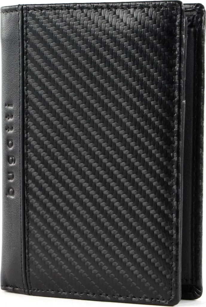 Porte-monnaie homme Bugatti en cuir noir - Modèle Comet format vertical