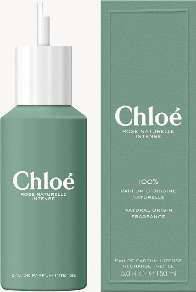 A product shot of a green perfume bottle and its packaging.