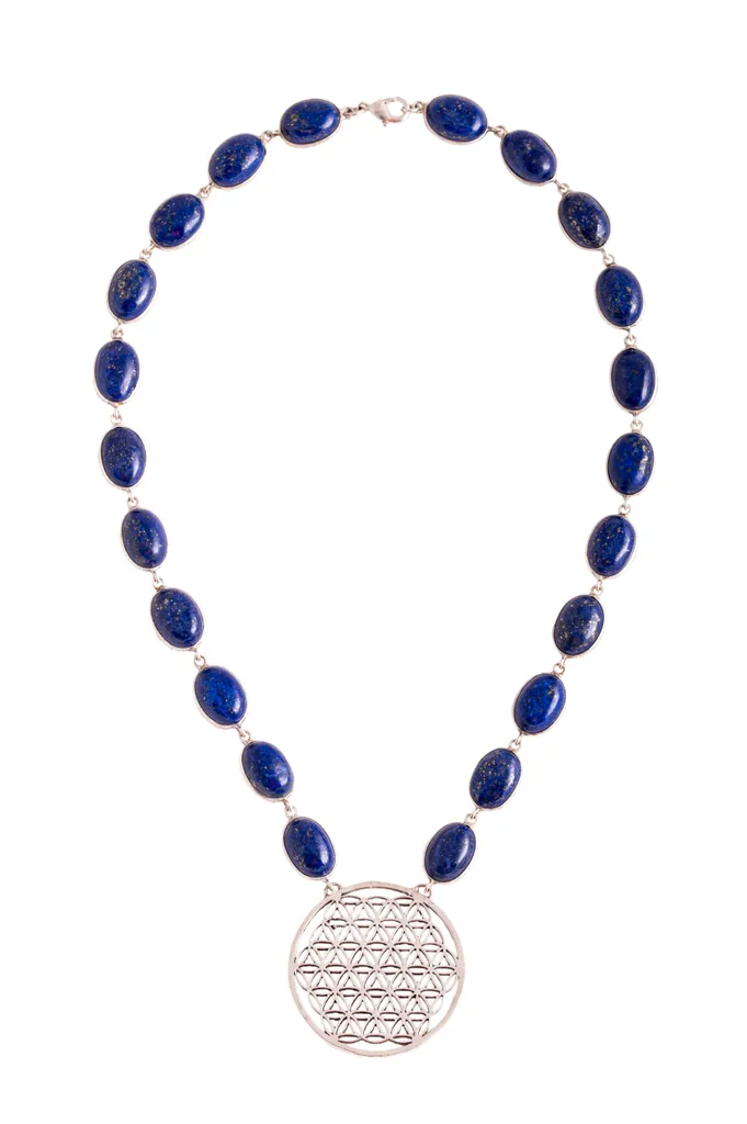 Collier Fleur de Vie en Acier Inoxydable Gravé - Bijou Bohème Zen 45cm