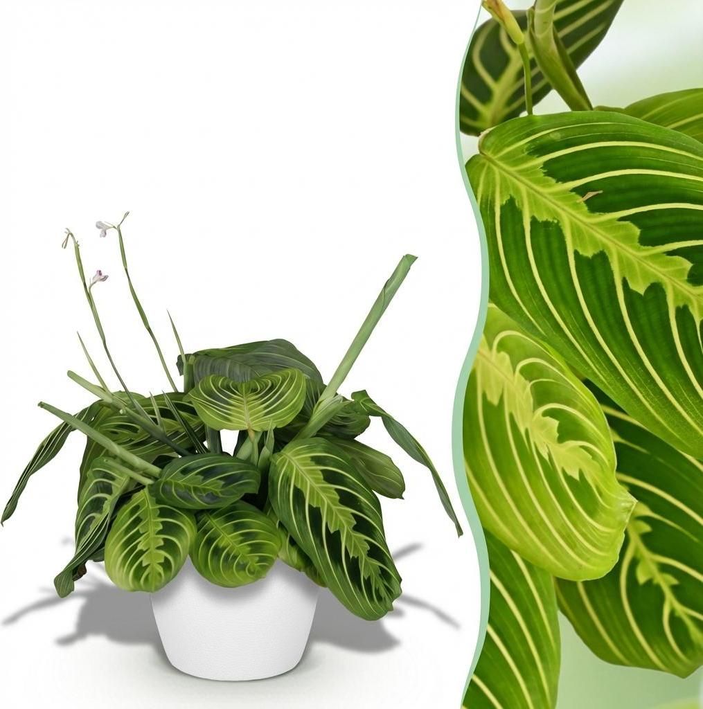 Green boutiQ - Zimmerpflanze - Maranta Fascinator Lemon Lime - Gebetspflanze - Haustierfreundliche Pflanze - Grün - 1 Pflanze - mit Potter Weiß -...