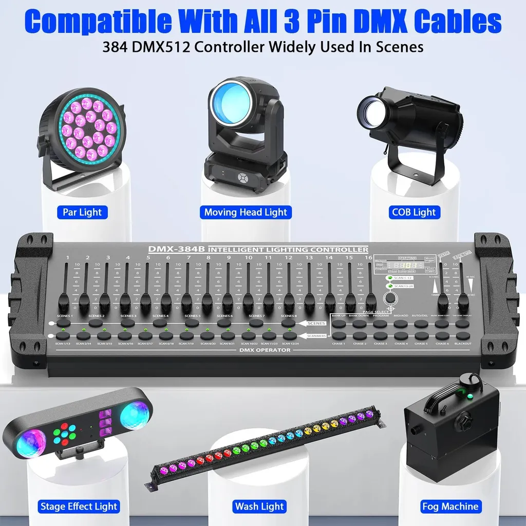 Console DMX 384 Canaux pour Projecteurs et Lyres - Pack de 2 Unités