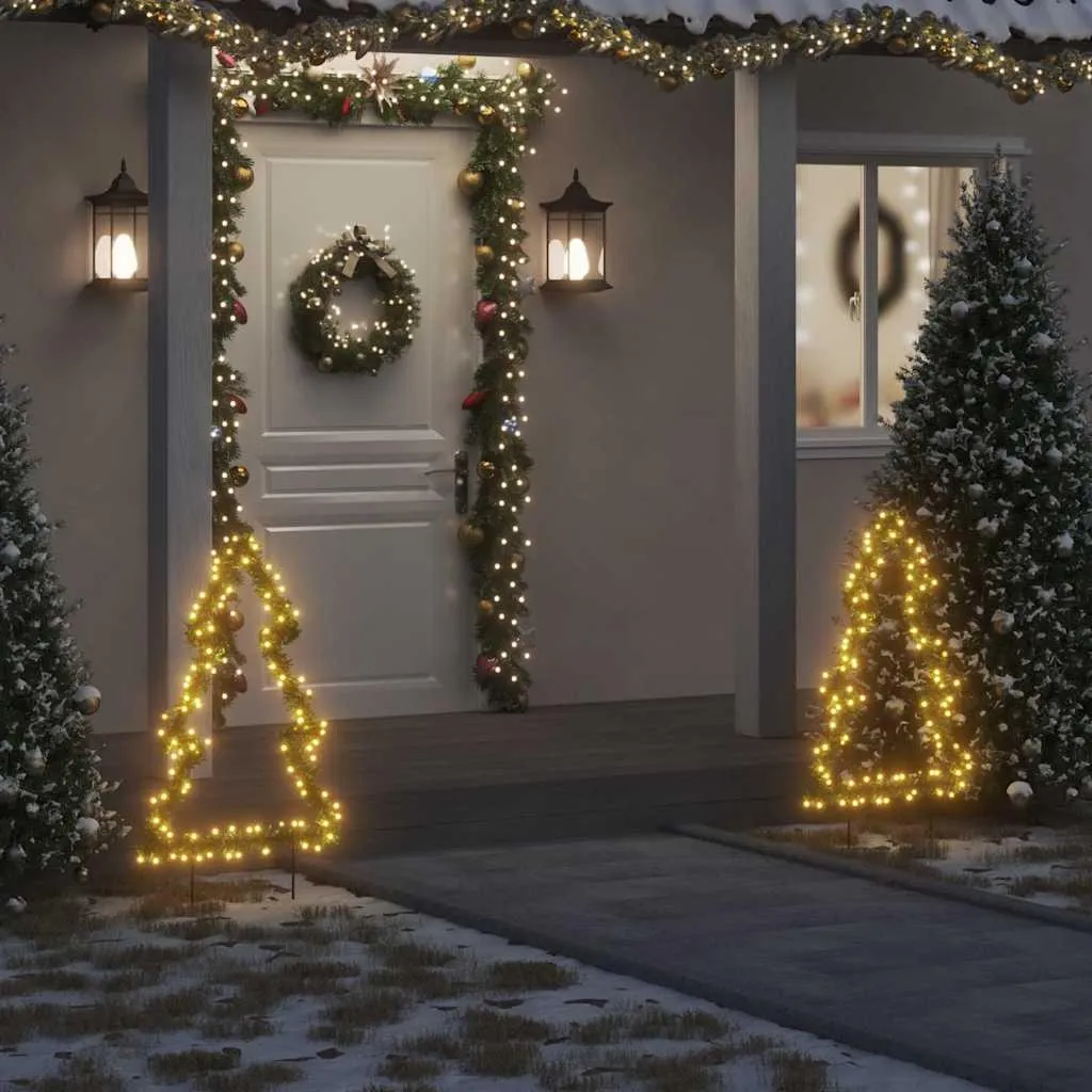 Arbre de Noël 115 LED blanc chaud 90 cm avec support piquet intégré