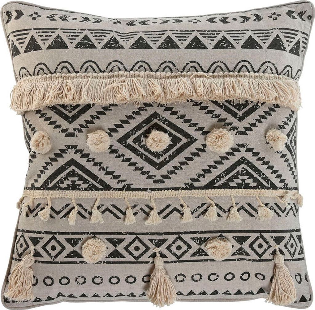 Kissen Home ESPRIT Weiß Schwarz Boho 45 x 8 x 45 cm