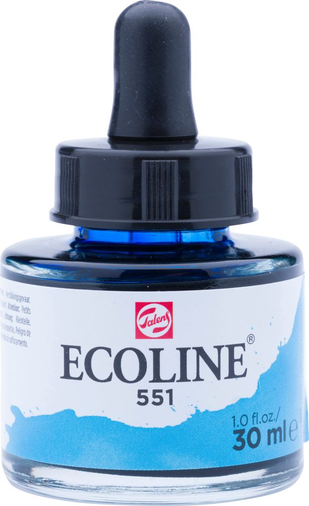 Ecoline Flüssige Wasserfarbe Flasche 30 ml Himmelblau Hell 551
