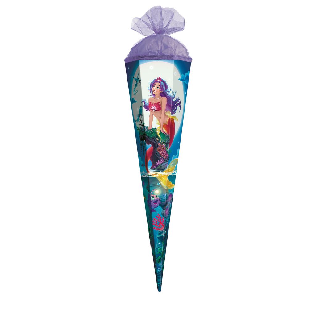 ROTH Geschenk-Schultüte klein Magische Meerjungfrau 50 cm eckig Tüllverschluss Zuckertüte Schulanfang