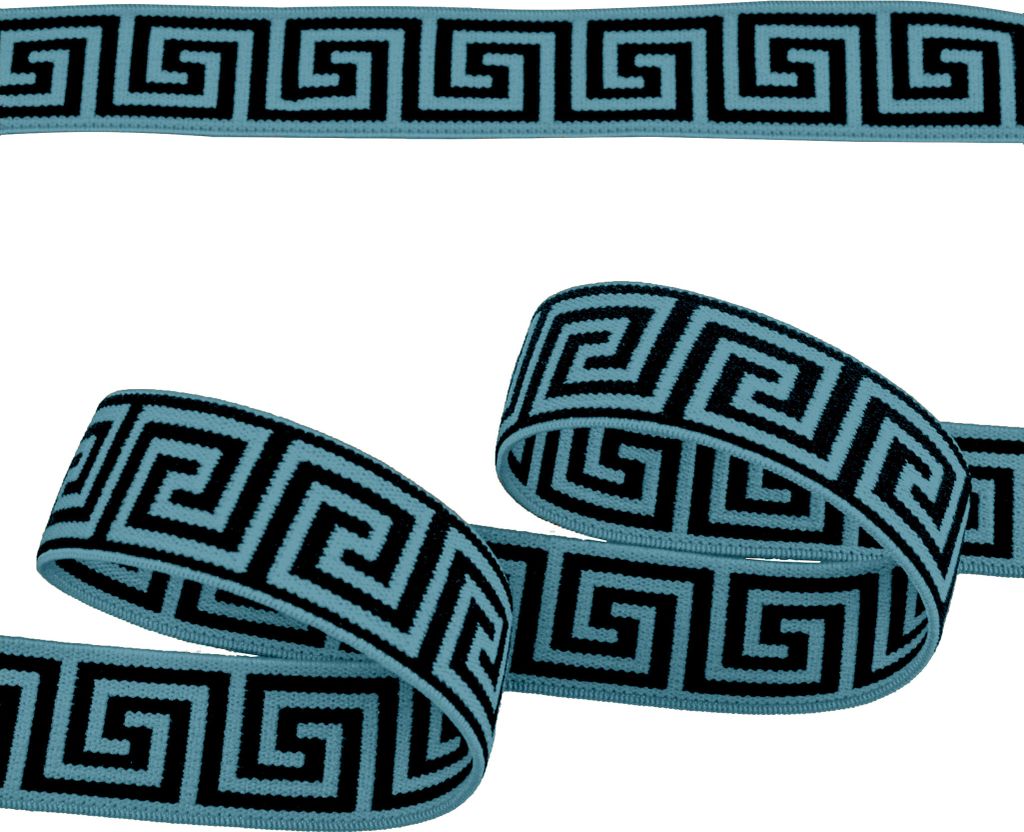 Gummiband mit griechischen Muster ab 1m x 25mm beidseitig Gummilitze Elastisch