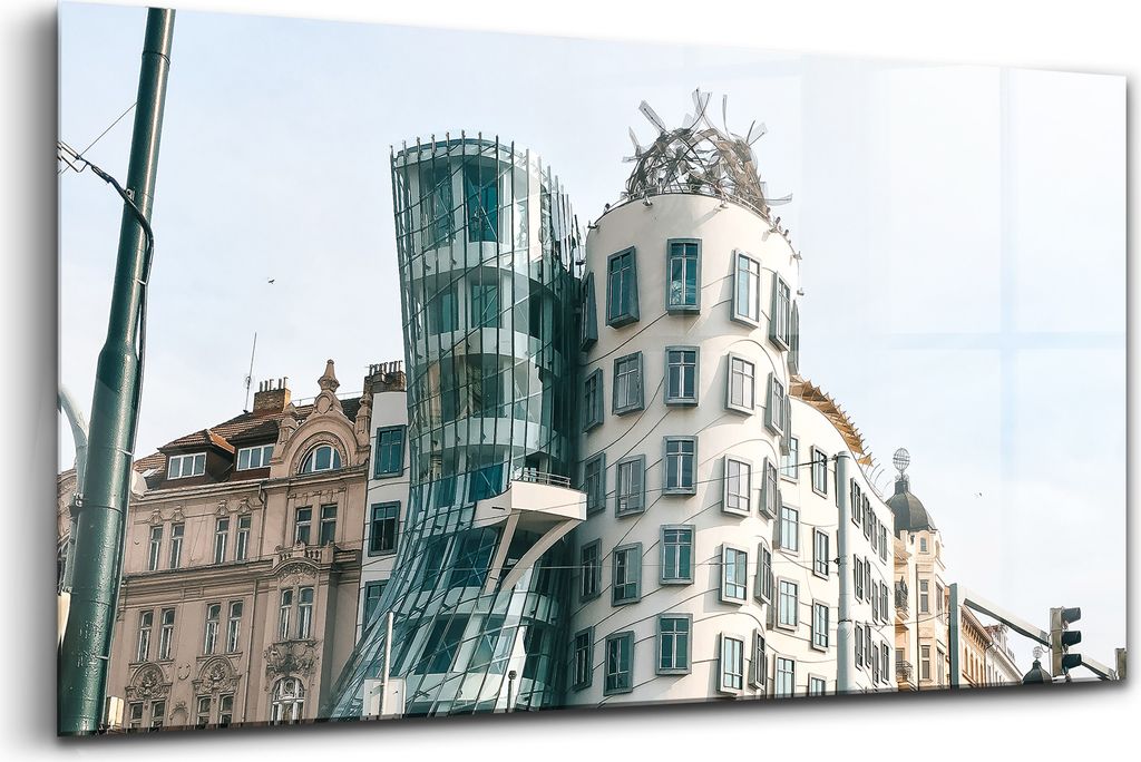 120x60 - Glasbilder - Bilder auf Wandbild - Foto auf Glas - "Tanzendes Haus" Prag