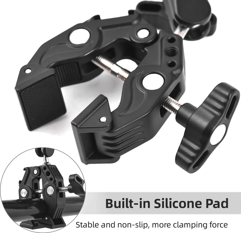 Support Caméra d'Action pour Guidon et Tube avec Pince Double Orientable