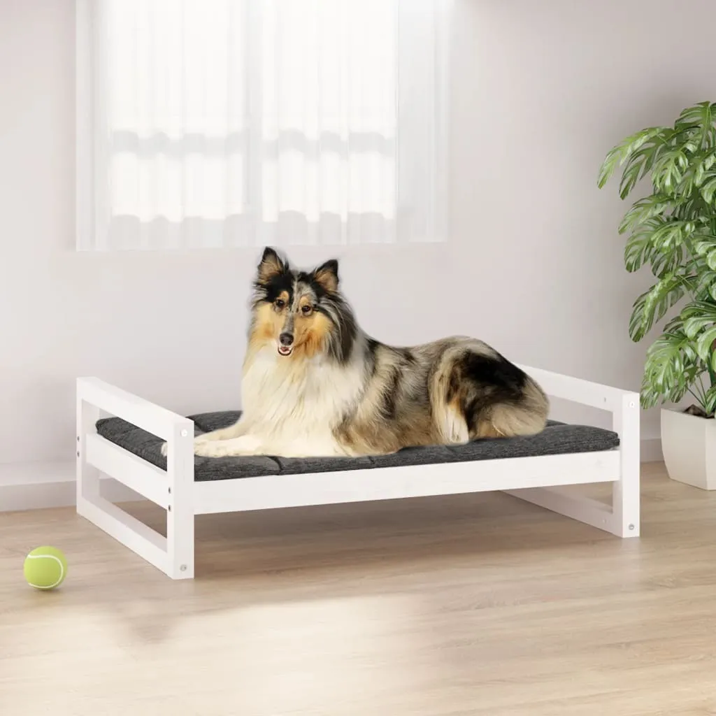 Cuccia per Cani Bianca 95,5x65,5 cm Legno Pino | Facile Pulizia