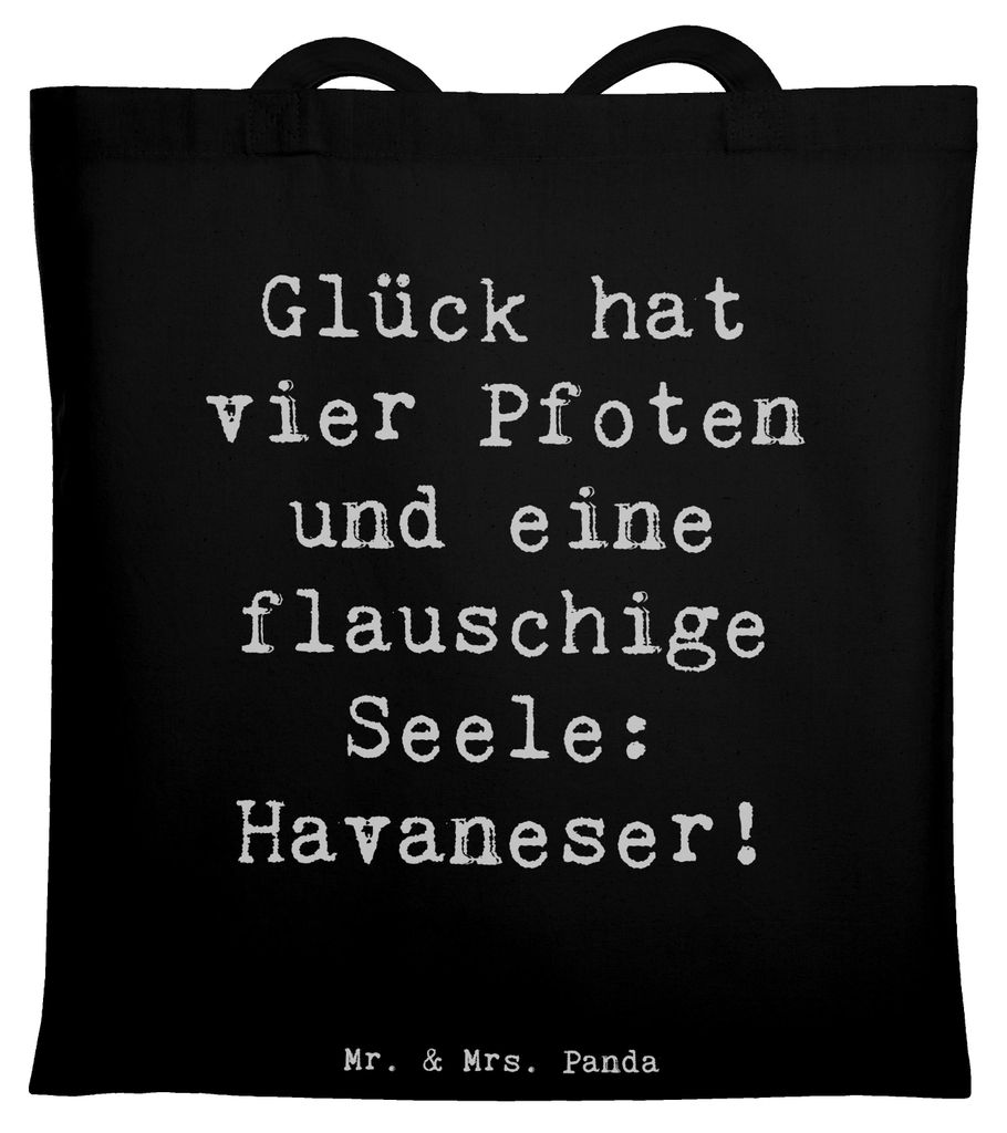 Mr. & Mrs. Panda Einkaufstasche Spruch Havaneser Glück - Schwarz - Geschenk, Shopping Tasche, Hundeliebhaber, Hunderasse, beste Freunde, Tote Bag,...